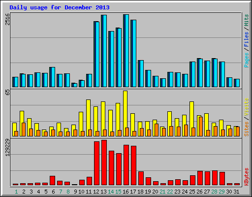 Daily usage for December 2013