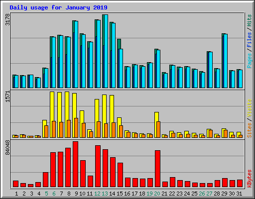 Daily usage for January 2019