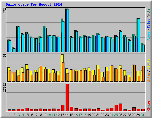 Daily usage for August 2024