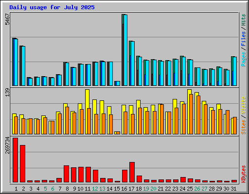 Daily usage for July 2025