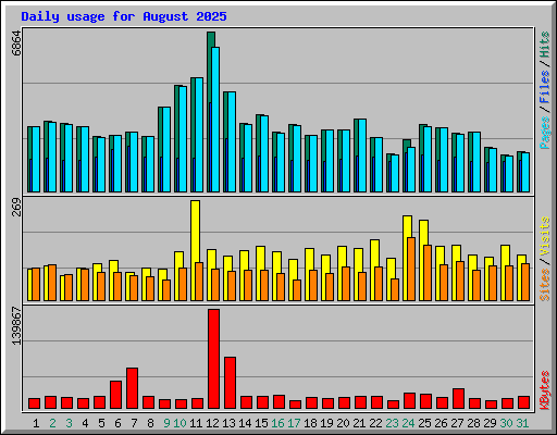 Daily usage for August 2025