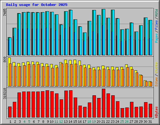 Daily usage for October 2025